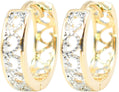 0.55" Two-Tone Silver and Yellow Gold Filled Filigree Lace Huggie Hoop Earrings