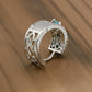 0.80" Inch Simulated Turquoise & White Cubic Zirconia CZ Filigree Lace Huggie Hoop Earrings, Bright Silver Rhodium Plating