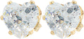 0.33" Inch Simple Shiny Heart Shaped Stud Earrings for Women, Cubic Zirconia CZ, 18k Yellow Gold Filled Plating