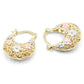 0.80 Filigree Lace Hollow Pink & Purple Flower Floral Cut Out Hoop Earrings, 18k Yellow Gold Filled