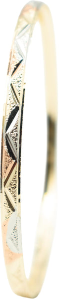 Pure Ziva Tribal Arrow Tri-Tone Rose Gold, Yellow Golden, & Silver Tone Bangle Cuff Bracelet, Gold Filled, 2.5" Inch Diameter