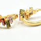 0.82" Inch Beautiful Baguette Style Asymmetrical Cubic Zirconia CZ Huggie Hoop Earrings, 18k Gold Filled Plated (Multicolored)