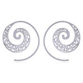 Openwork Sacred Geometry Swirl Spiral Filigree Statement Hoop Earrings, 925 Sterling Silver, 30mm
