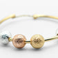 1.30 Three Tri-Tone Rose Gold, Yellow Gold, & Silver Bead Ball Hoop Earrings, 925 Sterling Silver