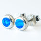 5.5mm Round Bezel Set Blue Opal Stud Earrings, 925 Sterling Silver