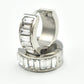 0.60 Inch 316L Stainless Steel Hypoallergenic Huggie Hoop Earrings, Baguette Rectangle Shape CZ Cubic Zirconia