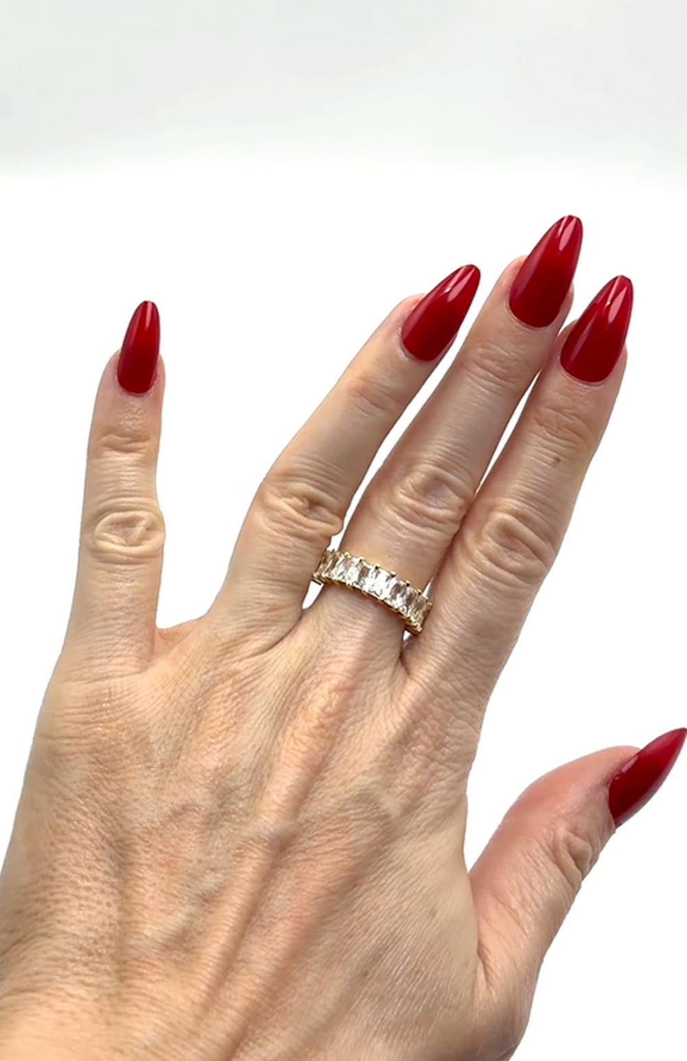 Pure Ziva Sparkling Clear White CZ Statement Eternity Band Ring, Created Diamond, 18k Yellow Gold Filled Plated, Size 6