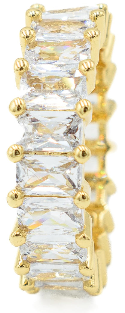 Pure Ziva Sparkling Clear White CZ Statement Eternity Band Ring, Created Diamond, 18k Yellow Gold Filled Plated, Size 6