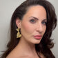 Double Heart Dangle Drop Earrings, 2.1 Inch, Gold Plated Stainless Steel