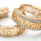 0.75 Inch Greek Key Yellow Gold Filled Plated Hoop Earrings, Simulated White Diamond CZ Cubic Zirconia Accents