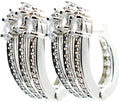 Elegant 0.86 Micro Pave Multipronged Cubic Zirconia CZ Huggie J-Hoop Earrings, Bright Rhodium Plating