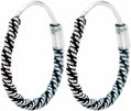 925 Sterling Silver Oxidized Vintage Layered Hoop Earrings, 13mm, Antique Style