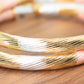 Tri-Tone Hoop Earrings, 2.32 Inch Textured Twisted Design, 18k Gold Filled Plated, Painted Rose Gold Yellow Gold Silver Tone