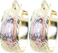 1 Inch Virgin Virgen de Guadalupe Mother Mary Tri-Tone Rose Gold, Yellow Golden, & Silver Tone Hoop Earrings, Gold Filled Plated