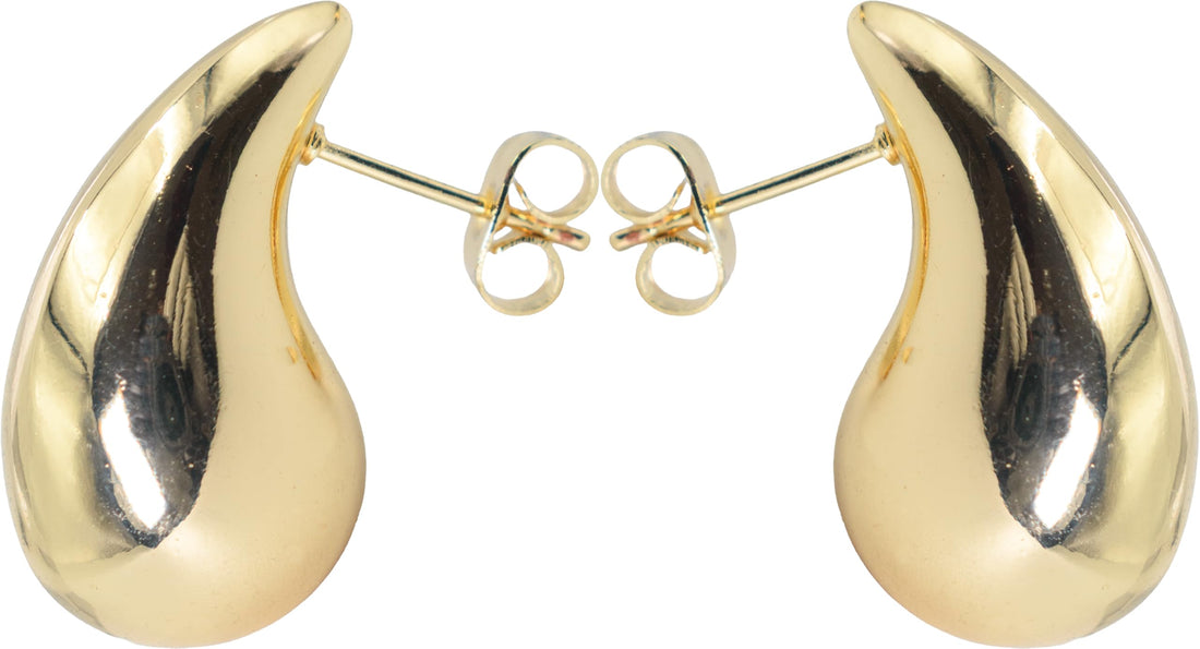 Chunky Teardrop Stud Earrings, 18k Yellow Gold Filled, 1 Inch Drop Length, Post Back