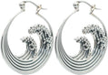 Pure Ziva Sterling Silver Ocean Wave Hoop Statement Earrings, Openwork Bohemian Drop Design, 925 Silver, 1 Inch