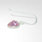 Pink 1 Inch Heart CZ Crystal Dangle Drop Earrings, 925 Sterling Silver, Fish Hook Fishhook Backings