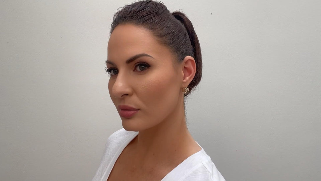 Pure Ziva 14mm Two Tone Yellow Gold and Silver Bow Knot Chunky Stud Earrings for Women, Stainless Steel