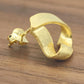 Sculpted Ribbon Triangular Matte Stud Earrings, 18K Gold Plated 925 Sterling Silver, Push Backs, 0.57 Inch