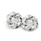 1 Inch Chunky Puffy Twist Spiral Bright Silver Huggie Hoop Earrings, Rhodium Plating, Push Back Closures