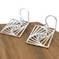 Modern Art Geometric Statement Openwork Spiral Square Dangle Hook Earrings, 1.50" Inches, Fish Hooks, 925 Sterling Silver