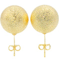 14mm Brushed Satin Textured Sandblasted Gold Round Ball Stud Earrings for Women, 18k Yellow Gold Filled Plated