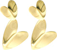 Double Heart Dangle Drop Earrings, 2.1 Inch, Gold Plated Stainless Steel