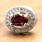 Sterling Silver Oval Red Ruby CZ Halo Stud Earrings, 0.40 Inch, Simulated Gemstone