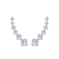 0.80" Inch Crystal Ear Crawler Cuff Earrings Hypoallergenic Stud Ear Climber Jackets, 925 Sterling Silver