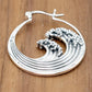 Pure Ziva Sterling Silver Ocean Wave Hoop Statement Earrings, Openwork Bohemian Drop Design, 925 Silver, 1 Inch
