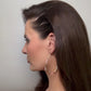 2.61 Oval Art Deco Tri-Tone Painted Rose Gold, Yellow Golden, & Silver Tone Hoop Earrings, Gold Filled Plated