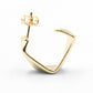 1 Inch Modern Square Geometric Abstract Sculpture Half Hoop Earrings for Women, Gold Filled, Push Back Closures