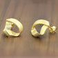 Sculpted Ribbon Triangular Matte Stud Earrings, 18K Gold Plated 925 Sterling Silver, Push Backs, 0.57 Inch