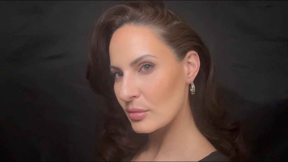 Sterling Silver Celtic Tribal Filigree Hoop Earrings, 1 Inch Length, Push Back Closures