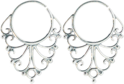 Boho Filigree Lace Drop & Hoop Earrings, Hypoallergenic 925 Sterling Silver (Small Septum Hoops)
