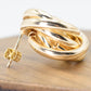 0.90 Inch Chunky Knot Stud Hoop Earrings for Women, Gold Filled Plated, Push Back Closures