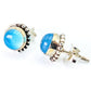 Dainty Round 6.5mm Light Blue Moonstone Stud Earrings, Vintage Antique Detailing, 925 Sterling Silver
