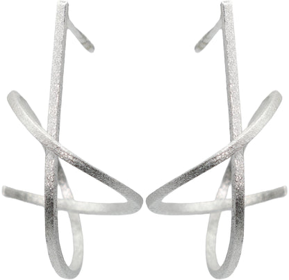 Silver Abstract Modern Art Scultpural Knot Stud Earrings, 925 Sterling, Push Backings, 0.94" Inch