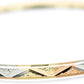 Pure Ziva Tribal Arrow Tri-Tone Rose Gold, Yellow Golden, & Silver Tone Bangle Cuff Bracelet, Gold Filled, 2.5" Inch Diameter