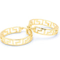 1.25 Inch Greek Key Hollow Cut Out Yellow Gold Plated Hoop Earrings