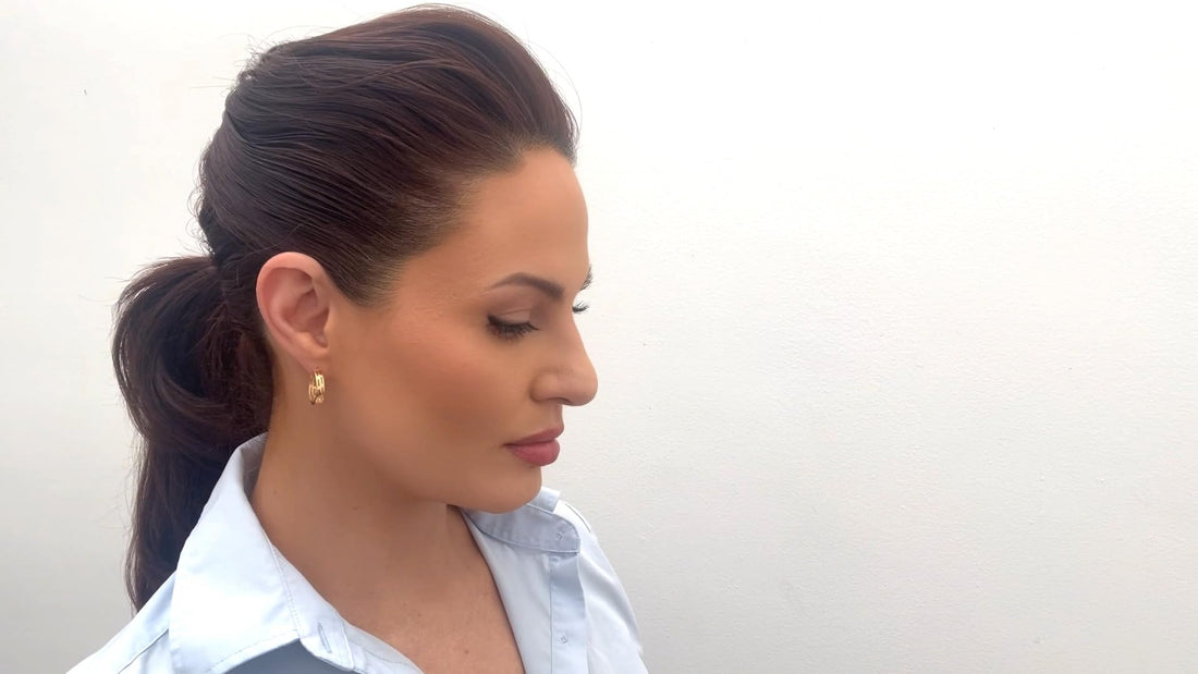 0.75 Inch Greek Key Yellow Gold Filled Plated Hoop Earrings