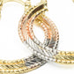 Sparkly Shiny Tri-Tone 18k Yellow Gold, Rose Gold and Sterling Silver Plated Filled Textured Design Hoop Earrings for Women, Hinge with Notched Post