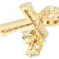 0.72 Inch Christian Cross Ankh Micro Pave Crystal CZ Stud Earrings for Women, 14k Yellow Gold Filled, Push Back Closures