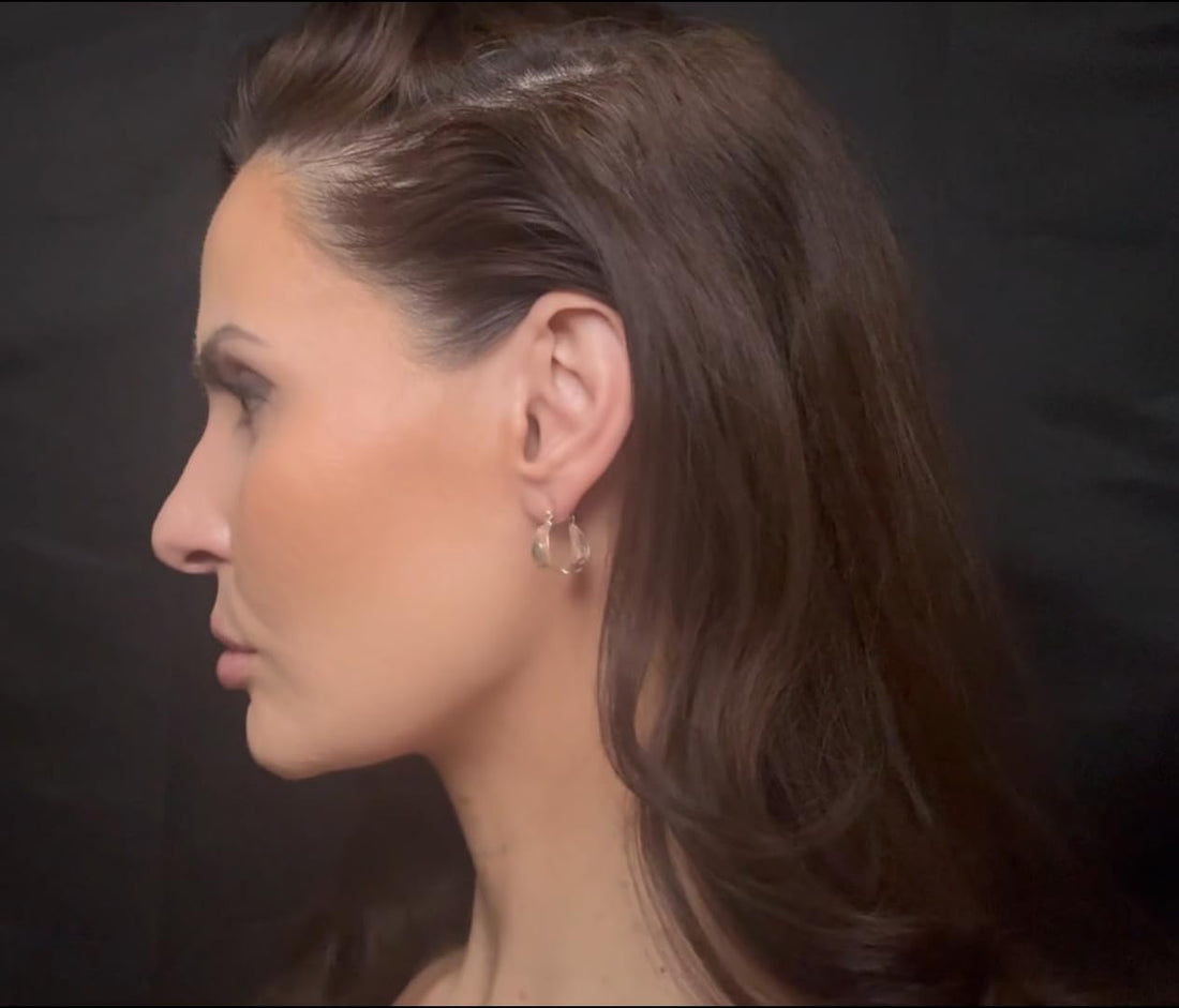 Classic Tapered Hammered Texture Huggie Hoop Earring, 925 Sterling Silver, Hinge With Notched Post, 0.90 Inch