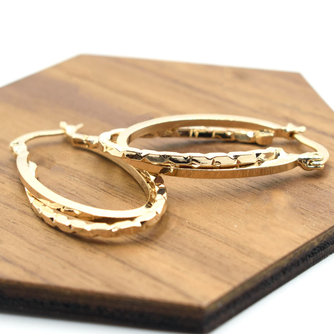 Classic Interlocking Twisted Cable Double Hoop Earrings, 1.30 Inch Oval, Gold Filled Plated, Polished Finish