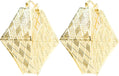 1.75" Inch Geometric Trapezoid Hollow Lace Cut Out Chunky Hoop Earrings, 18k Yellow Gold Filled, Hinge Post