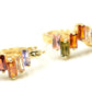0.82" Inch Beautiful Baguette Style Asymmetrical Cubic Zirconia CZ Huggie Hoop Earrings, 18k Gold Filled Plated (Multicolored)