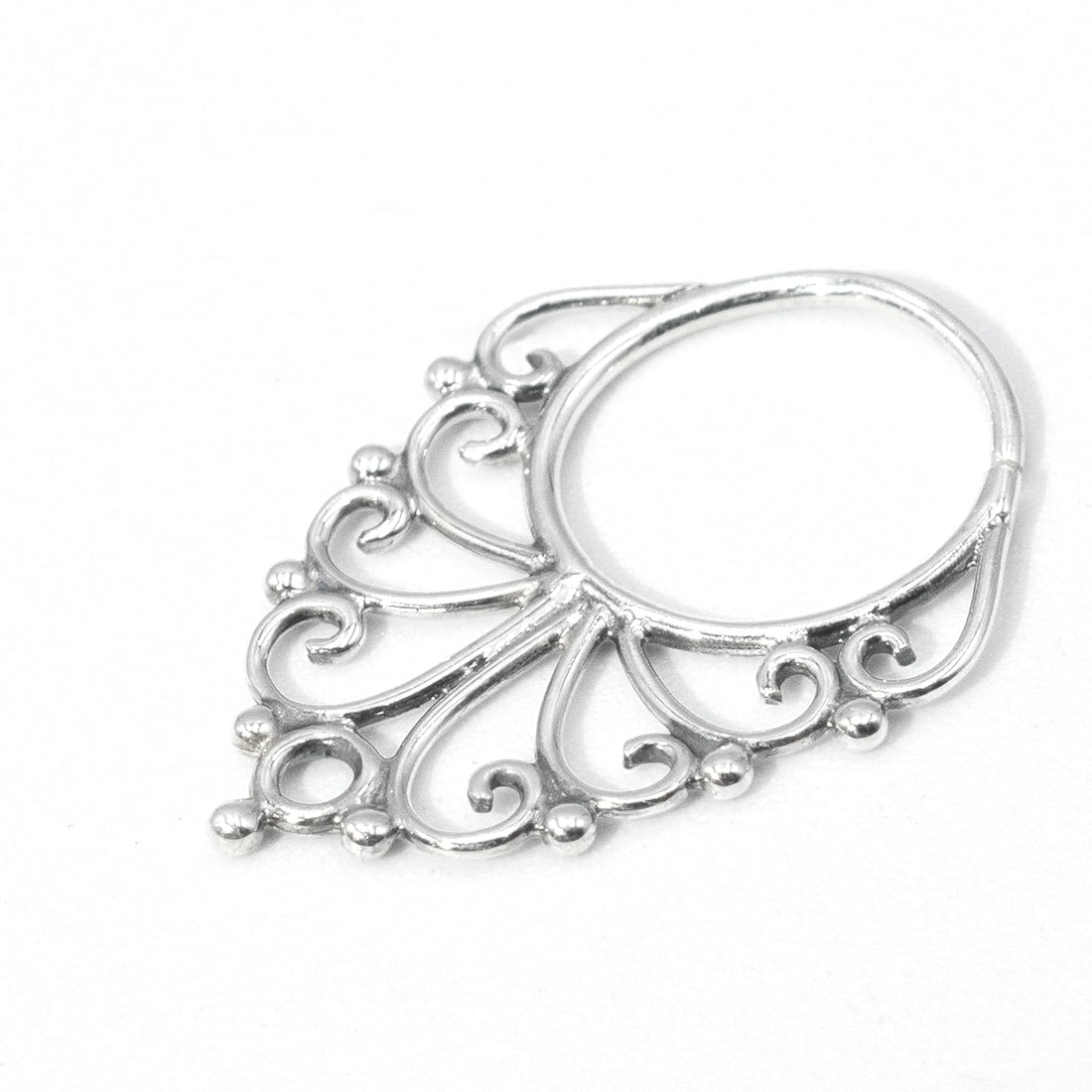 Boho Filigree Lace Drop & Hoop Earrings, Hypoallergenic 925 Sterling Silver (Small Septum Hoops)