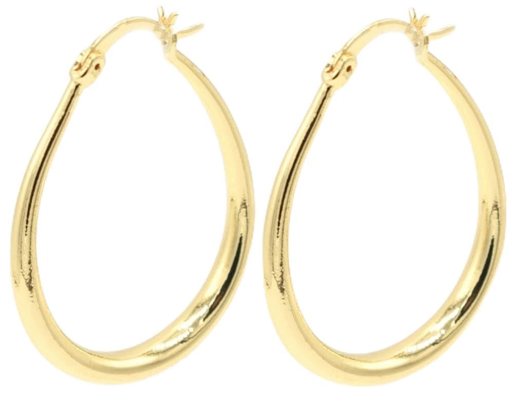 Gold Tone Hoop Earrings for Women, 18k Yellow Gold Filled (1.5" Oval Hoops)