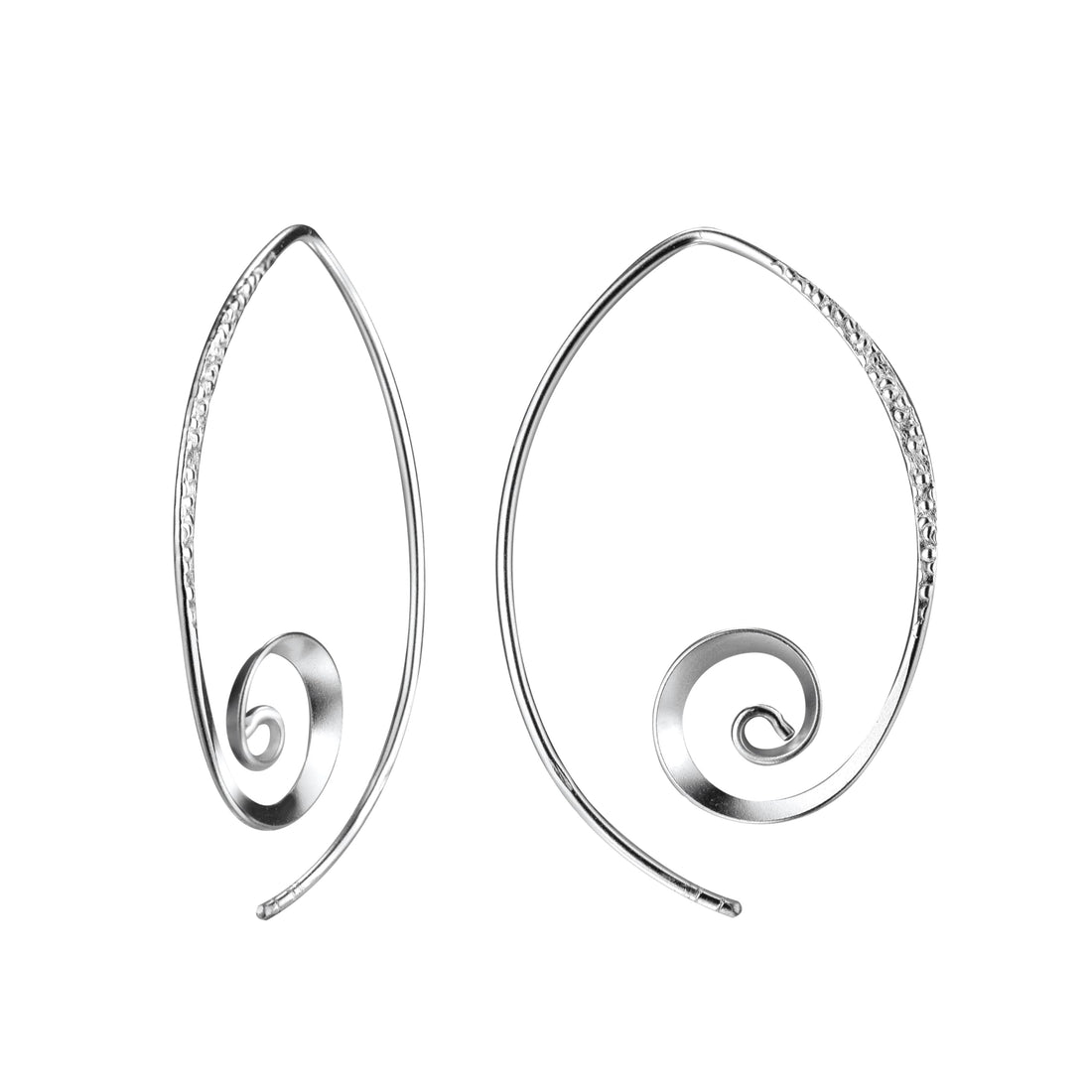 1.1" Inch Elegant Spiral Dangle Drop Earrings, 925 Sterling Silver